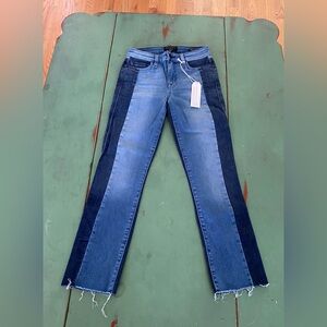 Sanctuary NEW Limited Edition Contrast Panel Jeans Modern Straight Crop Size 24